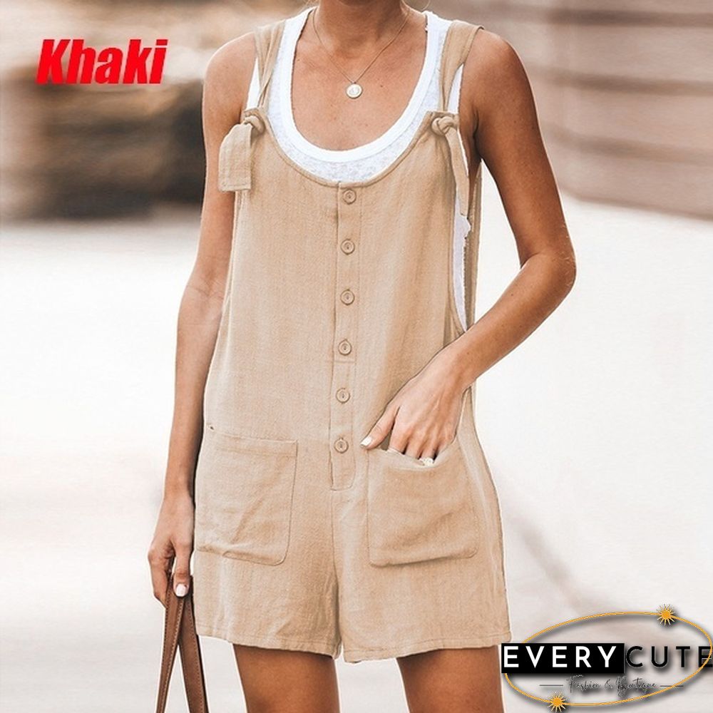 Womens Jumpsuit Summer Bib Pants Shorts Casual Loose Sleeveless Rompers Jumpsuit Suspenders Overalls XS-XXXL