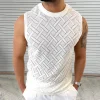 Men's Woven Pattern Sleeveless Knit Vest - Stylish and Versatile for Casual Wear by Inlyline