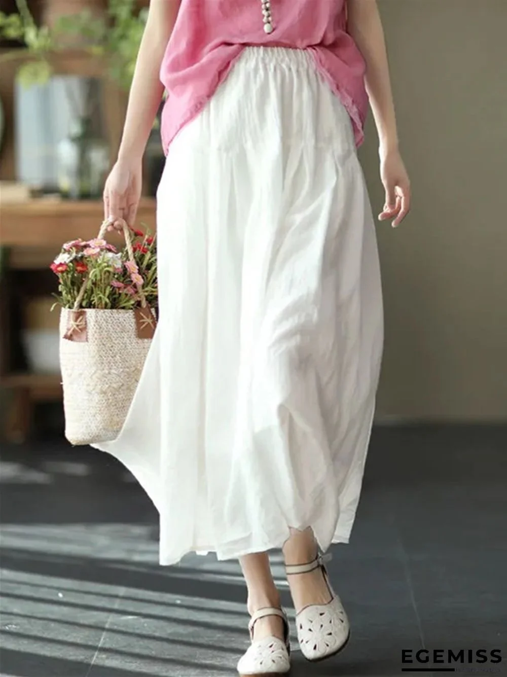 Literary and Artistic Double-layer Cotton and Linen Skirt Women's Elegant Dress | EGEMISS