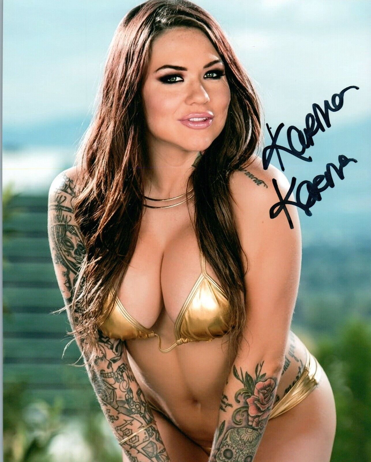 Karmen Karma Super Sexy Hot Adult Star Signed 8x10 Photo Poster painting w/COA Proof 1