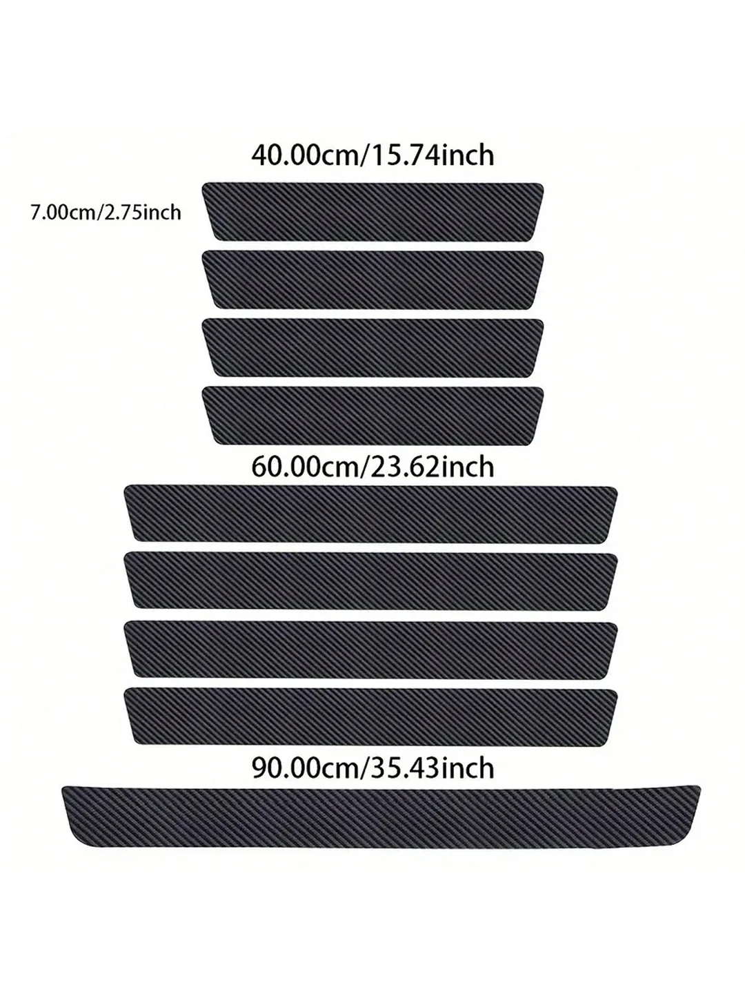 9PCS black carbon fiber car threshold bar, carbon fiber car door sticker, anti-scratch protective film, general purpose model