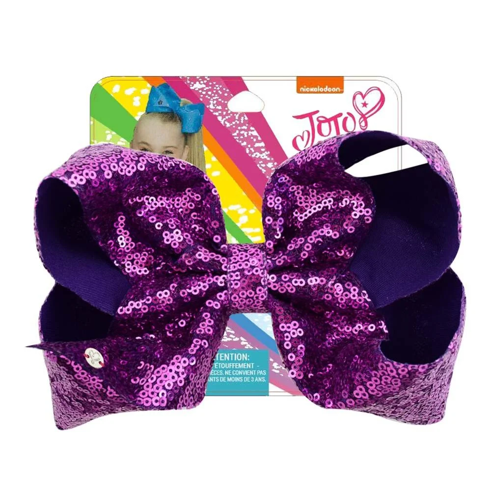 8" Sequin Rainbow JoJo siwa Bow With Hair Clip For Girls Kids Handmade Boutique Knot Jumbo Hair Bow Hairgrips Hair Accessories