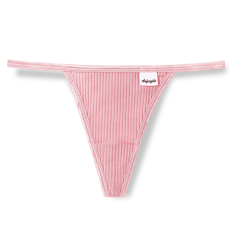 Akayes Women Sexy Panties Screw Thread Cotton Thongs Female Thin Belt G-strings Underwear Soft Breathable T-back Solid Lingerie