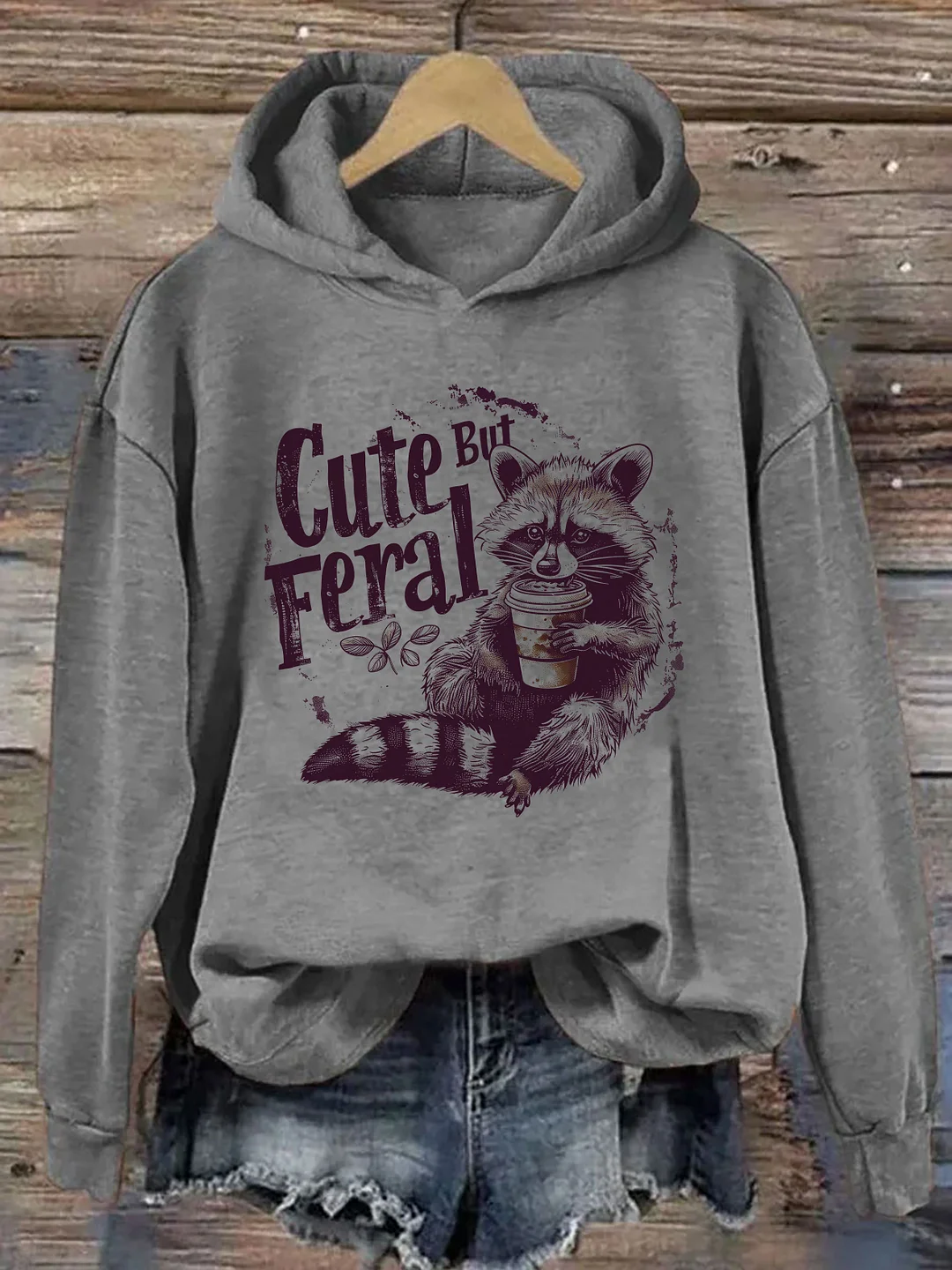 Cute But Feral Funny Hoodie