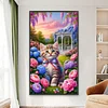 (40*70cm)Cat in Garden - Full Round Drill Diamond Painting
