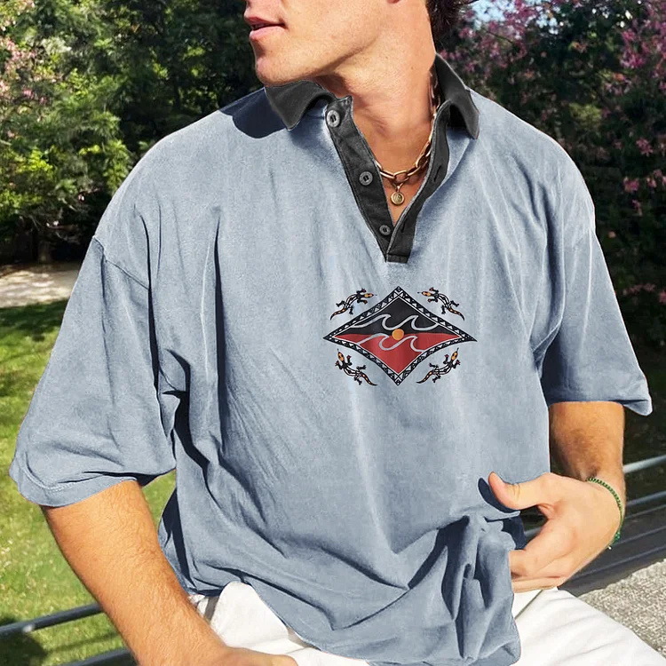 Men'S Casual Loose Trendy Comfortable Surf Polo T-Shirt 5c60