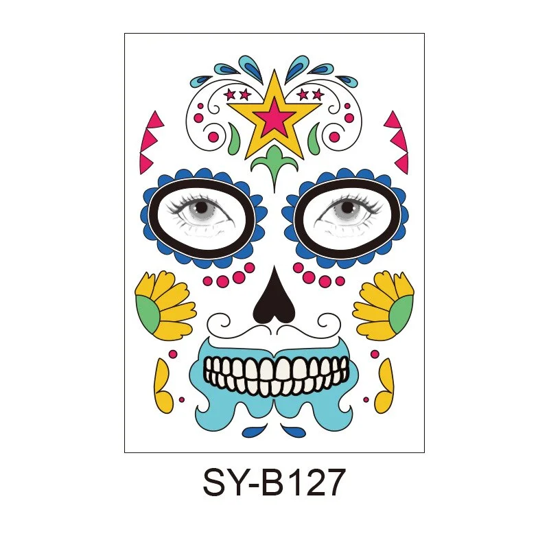 16 Kinds Halloween Temporary Face Sticker Disposable Waterproof Tattoo Sticker