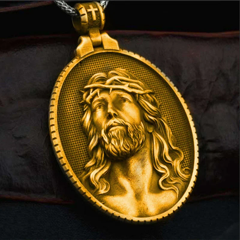 Vintage Jesus Religion Catholic Cross Pendant Necklace-VESSFUL