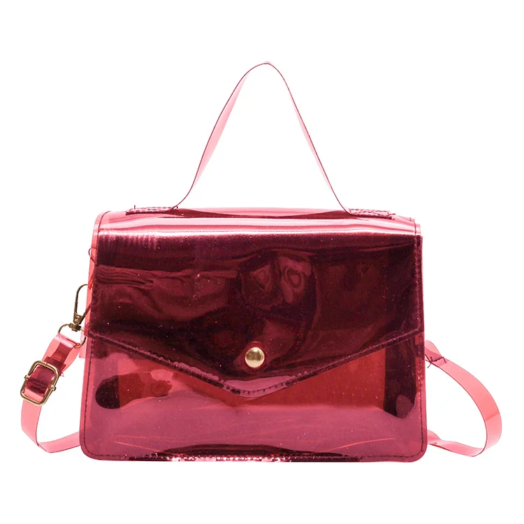Women Clear Crossbody Bag Casual Transparent PVC Ladies Handbags Purse (Pink)