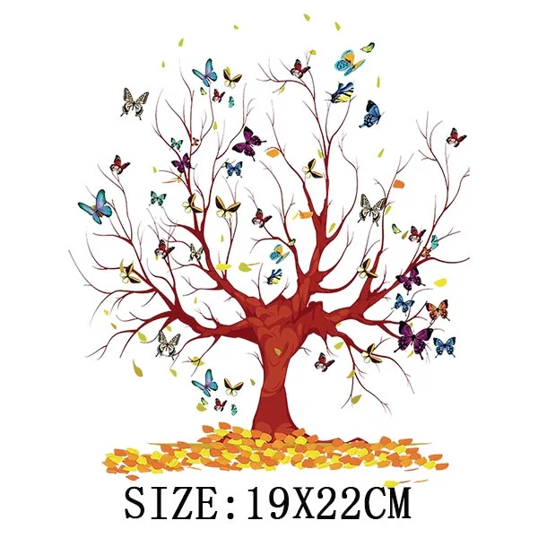 Beautiful Tree Thermal Stickers On T-shirt DIY Washable Iron On Transfer For Clothing Pretty Design On Woman Clothes Patch Decor
