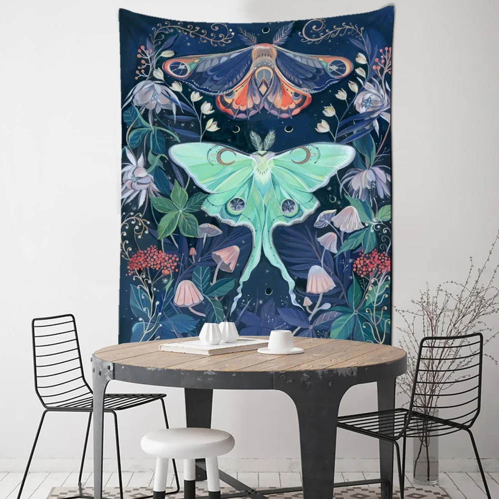 Simple Tarot Flower Butterfly Pattern Tapestry Blanket Psychedelic Witchcraft Wall Hanging Bohemia Gypsy Home Bedroom Decorating