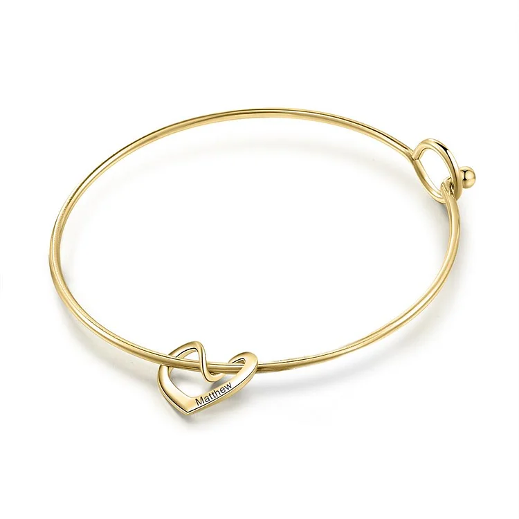 Children Bangle Bracelets 1 Heart 1 Name Gifts for Kids