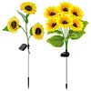 Solar Powered 3/6Head Sunflower Lights Smart Sensor Waterproof Landscape Lights Weather Proof Simulation Sunflower Decorative Lamp for Garden Lawn Courtyard Decor