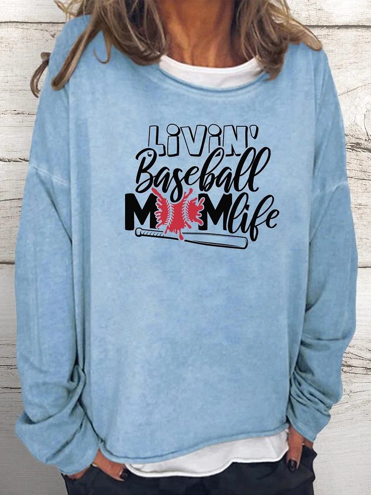 Baseball Mom life Women Loose Sweatshirt-Annaletters