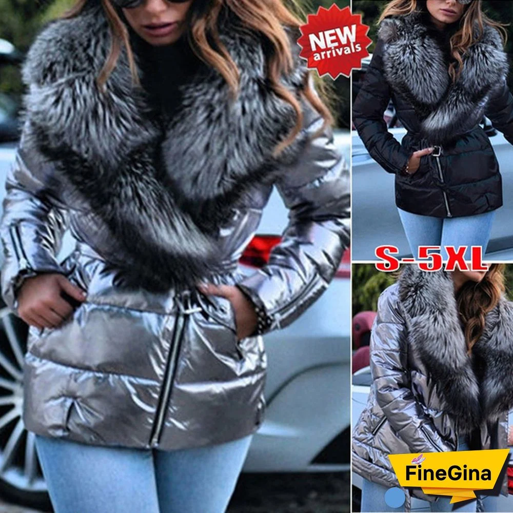New Plus Size Women Winter Coats And Jackets Zipper Up Hooded Coat Faux Fur Winter Autumn Jackets Fashion Thick Outwear
