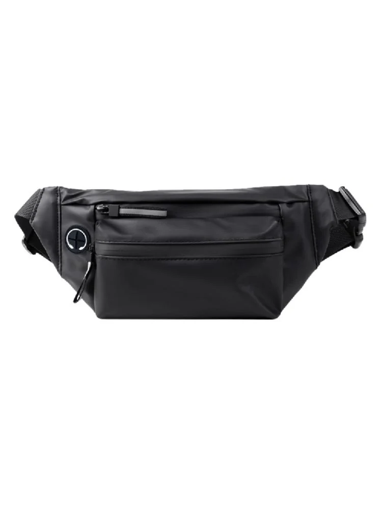 Waterproof Men Sport Waist Bag Reflective Zipper Fanny Chest Packs (Black)