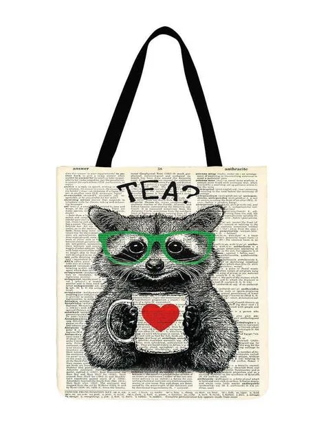 Linen Eco-friendly Tote Bag - Old Newspaper Animal