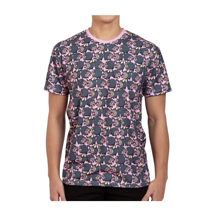 Lechonk Pink Allover-Print Relaxed Fit Crew Neck T-Shirt - Adult