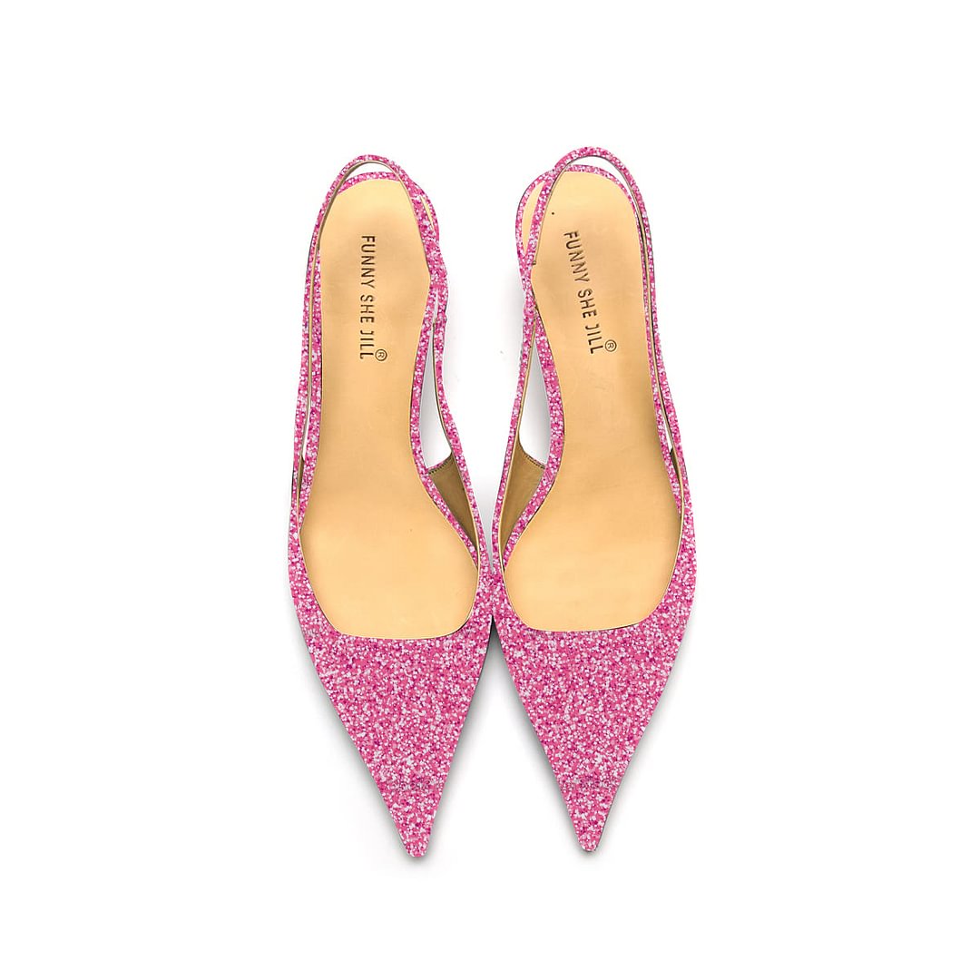 Peach Kitten Heels Sexy Stiletto Pumps  Sparkly Ankle Strap Heels Sandals Dress Shoes for Women Nicepairs