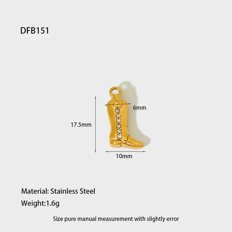 1 Piece 13.5*18.5mm 304 Stainless Steel Zircon Heart Shape Boots Polished Pendant Jewelry Accessories