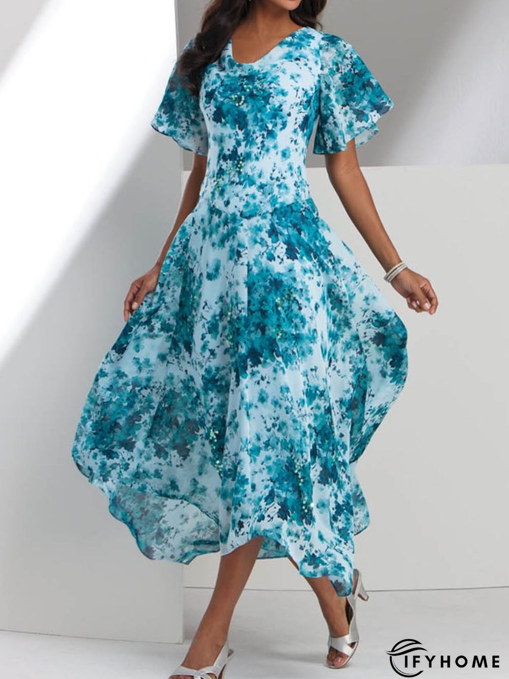 Loose Crew Neck Vacation Abstract Dress | IFYHOME