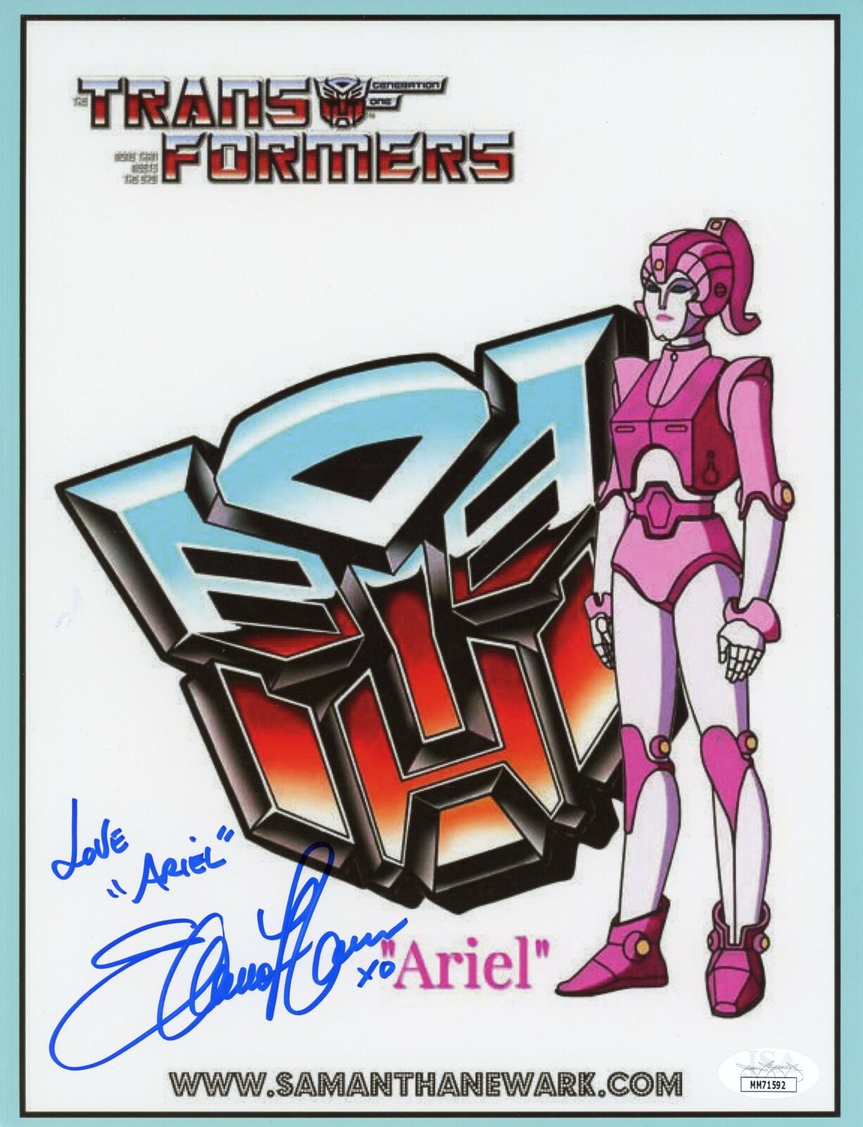 Samantha Newark Ariel Transformers 8.5x11 Signed Autograph JSA Certified COA