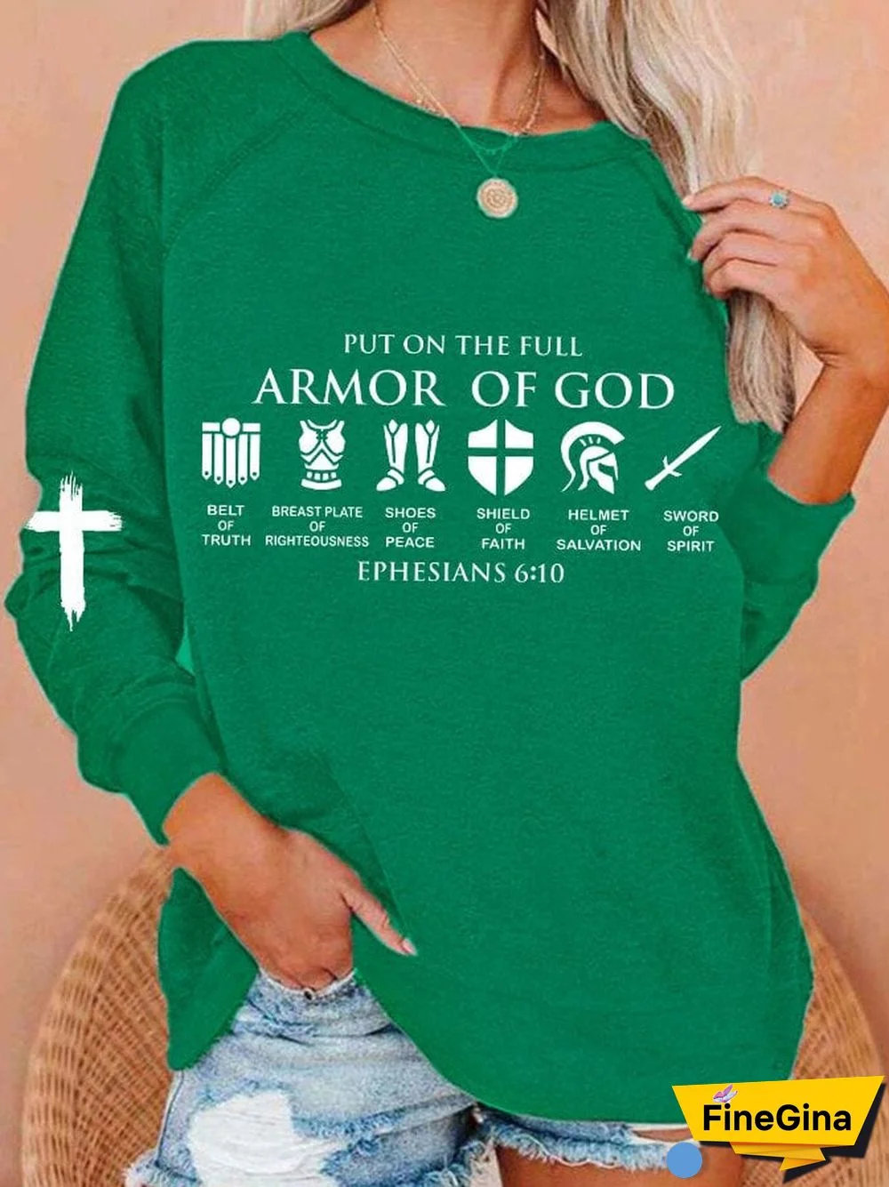 Women's Put on The Full Armor of God Print Sweatshirt