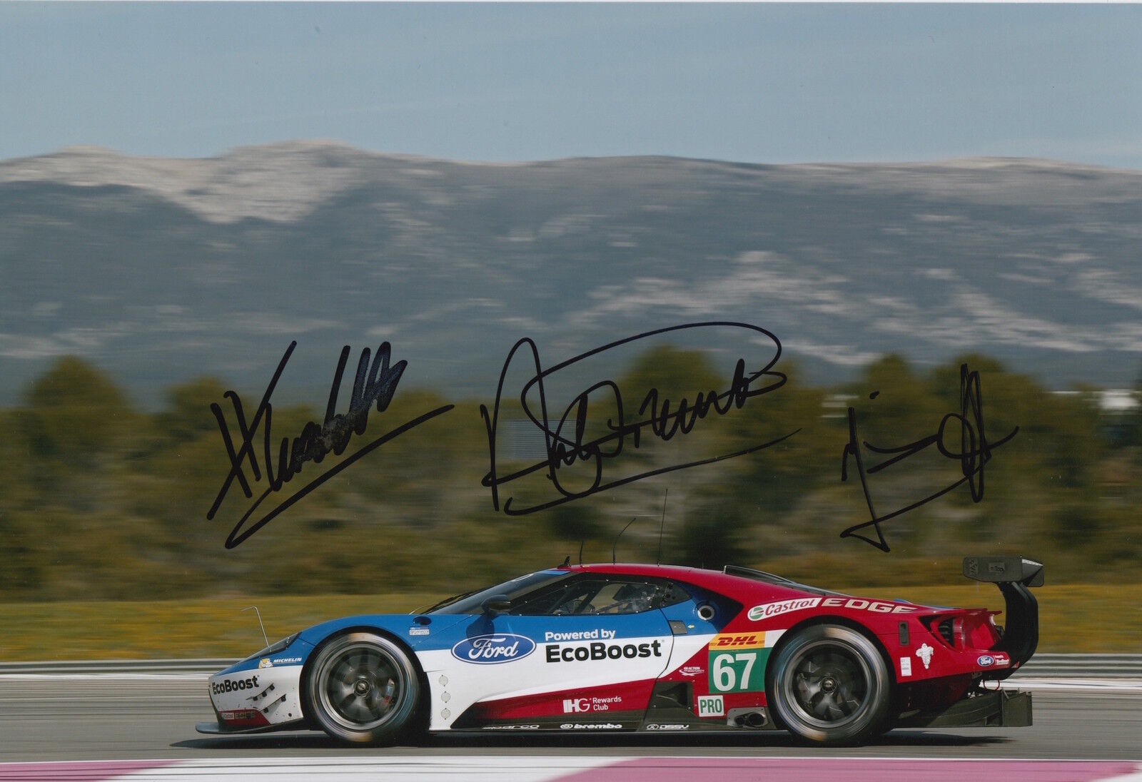 Franchitti, Priaulx, Tincknell Hand Signed Ford GT 12x8 Photo Poster painting 2016 Le Mans 5.