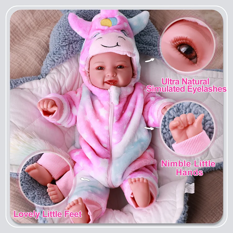 Babeside Smiling Reborn Baby Mia&nbsp;17" Newborn Girl with Mobile Joint Healing of the Heart