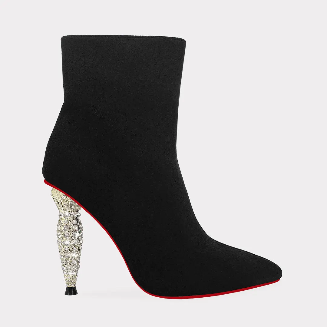 100mm Women's Pointed Toe Suede Ankle Boots Lipstick Tube Heels-vocosishoes