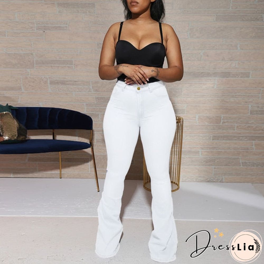 Women Washed Blue High Waist Jeans Button Y2K Korean Fashion Girl Trousers New Casual Retro Skinny Straight Flared Pants