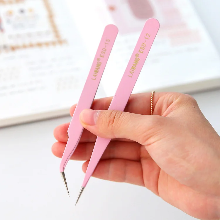 Stainless Steel Tweezers -Candy Macaron Color Tape Sticker Tool Portable  Tweezer