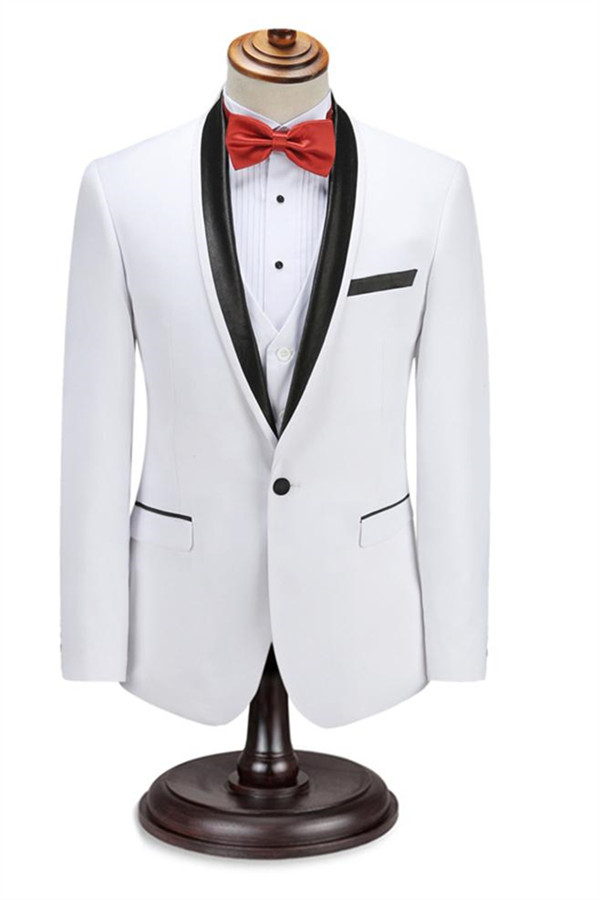 Bellasprom Slim Fit Shawl Lapel White Wedding Groom Suits Bellasprom