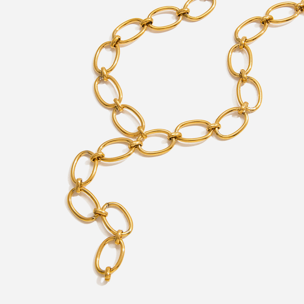 Retro-style 18K gold stainless steel O-shaped Y-shaped chain necklace a luxurious and niche jewelry piece for women with a sophisticated feel