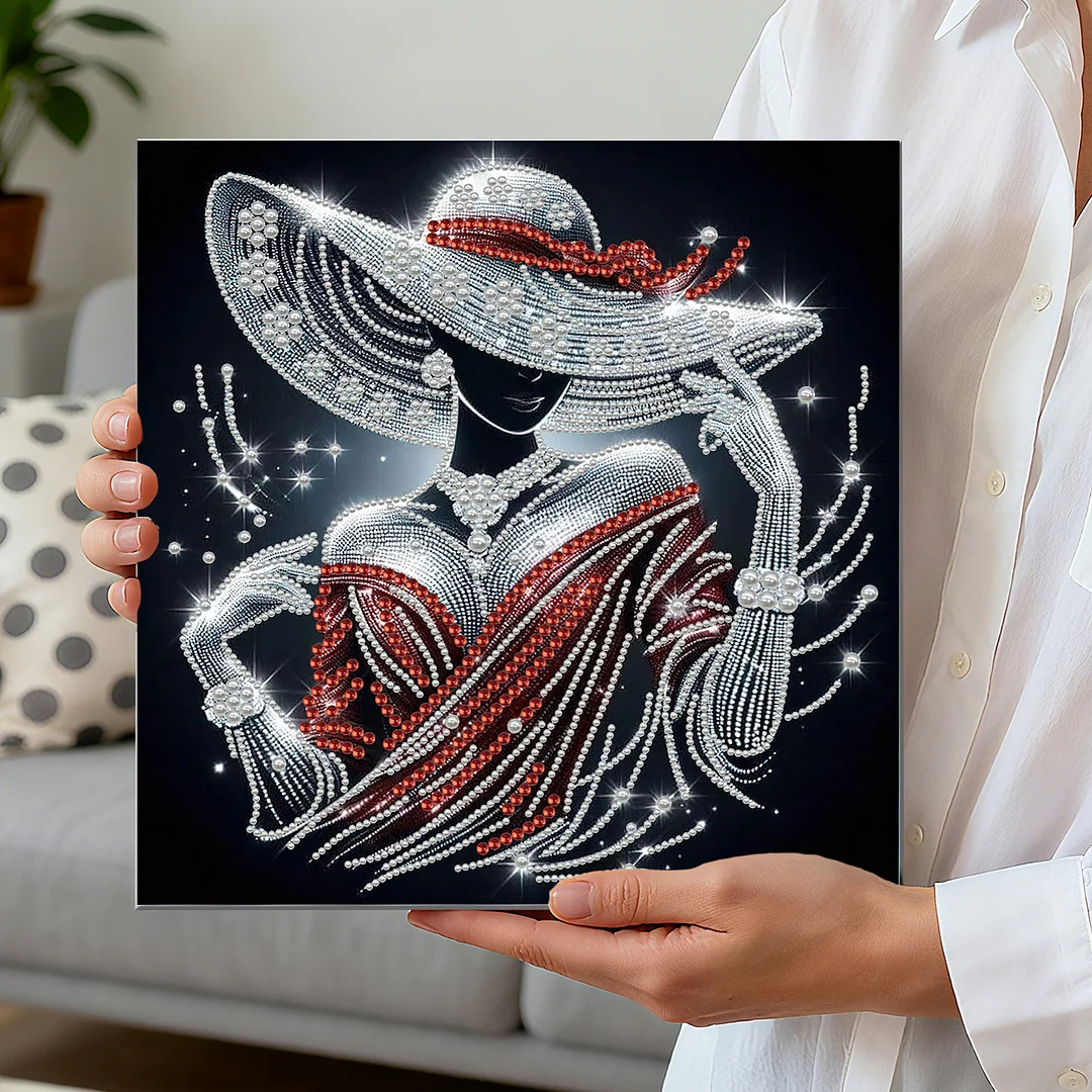 Elegant Lady - DIY Pearl Diamond Art Kit With Frame 30*30cm