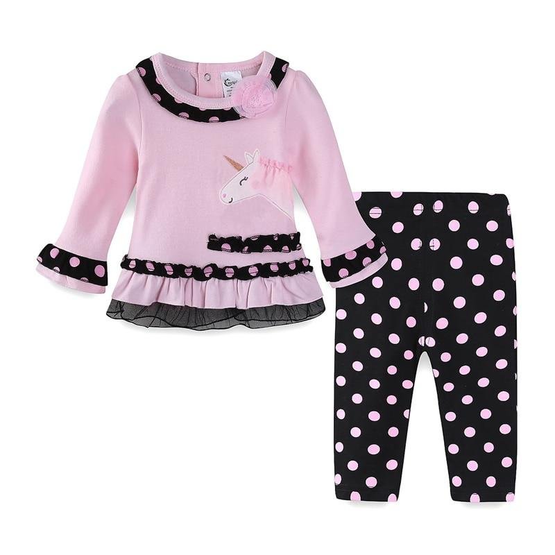 Mudkingdom Boutique Girls Outfits Long Sleeve Cute Animals Embroidery Girls Clothes Polka Dots Children CLothing Sets