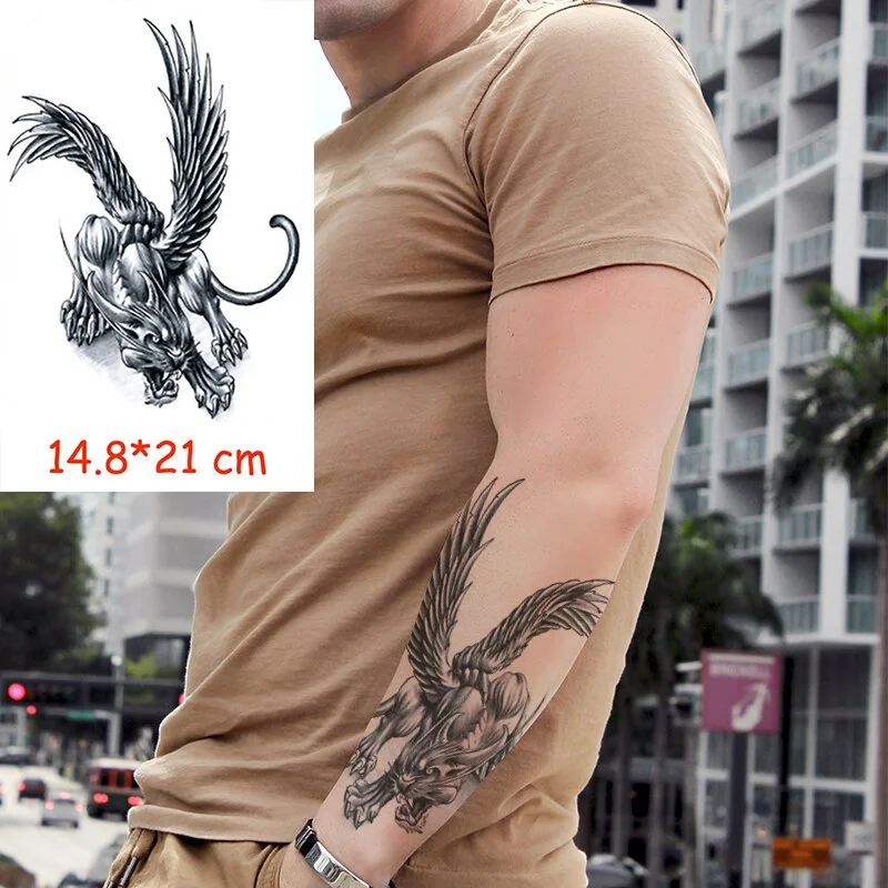 Waterproof Temporary Tattoo Sticker Horse Big Animal Hair Tatoo Water Transfer Fake Tatoo Flash Tatto Woman Man Kid 14.8*21 Cm