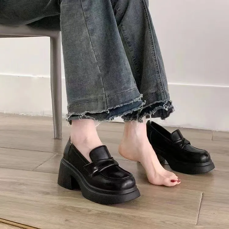Breakj Breakj Small Leather Shoes Women In The Spring Of 2025 New Pine Cake French Retro English Style Lefu Shoes One Foot Single Shoes