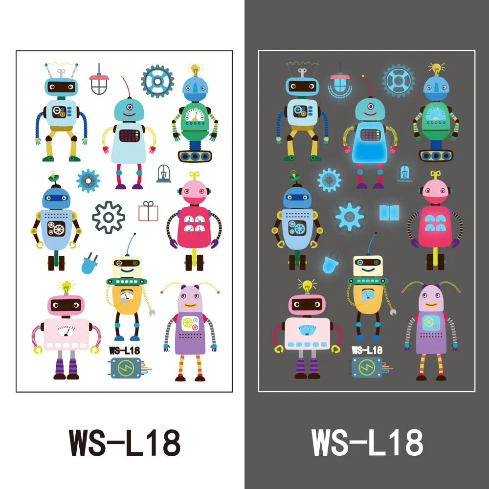 European and American children waterproof tattoo stickers cute dinosaur mermaid cartoon blue luminous temporary tattoo stickers