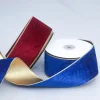 Velvet Golden Wire 5 / 6.3cm x 10 yards Christmas Gift Wrapping Ribbon