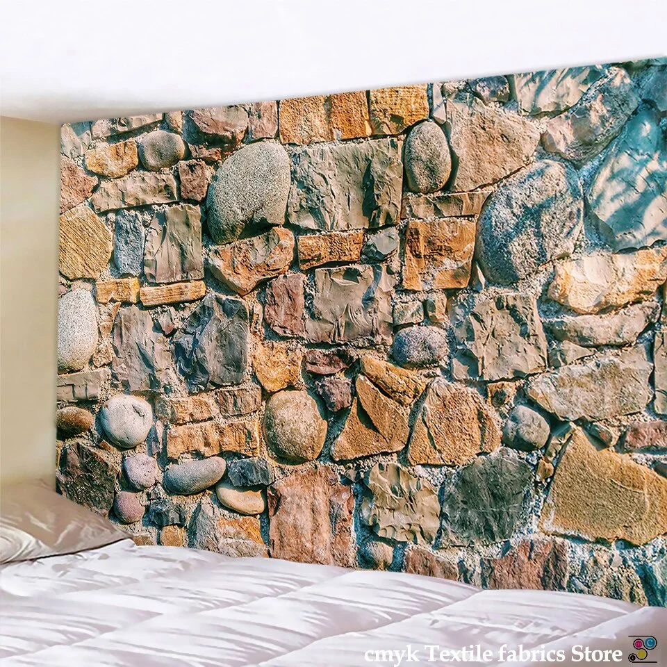 3D Colored Stone Brick Retro Tapestry Wall Hanging Bohemia Art Print Tapestry Room Home Decoration
