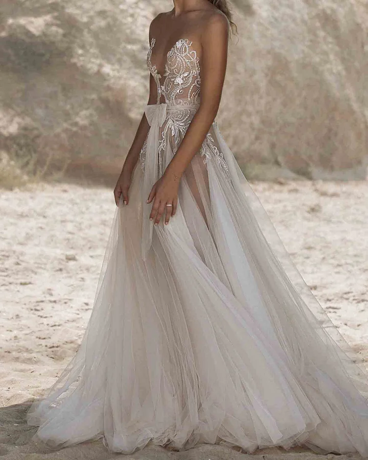 Wedding yarn evening dress
