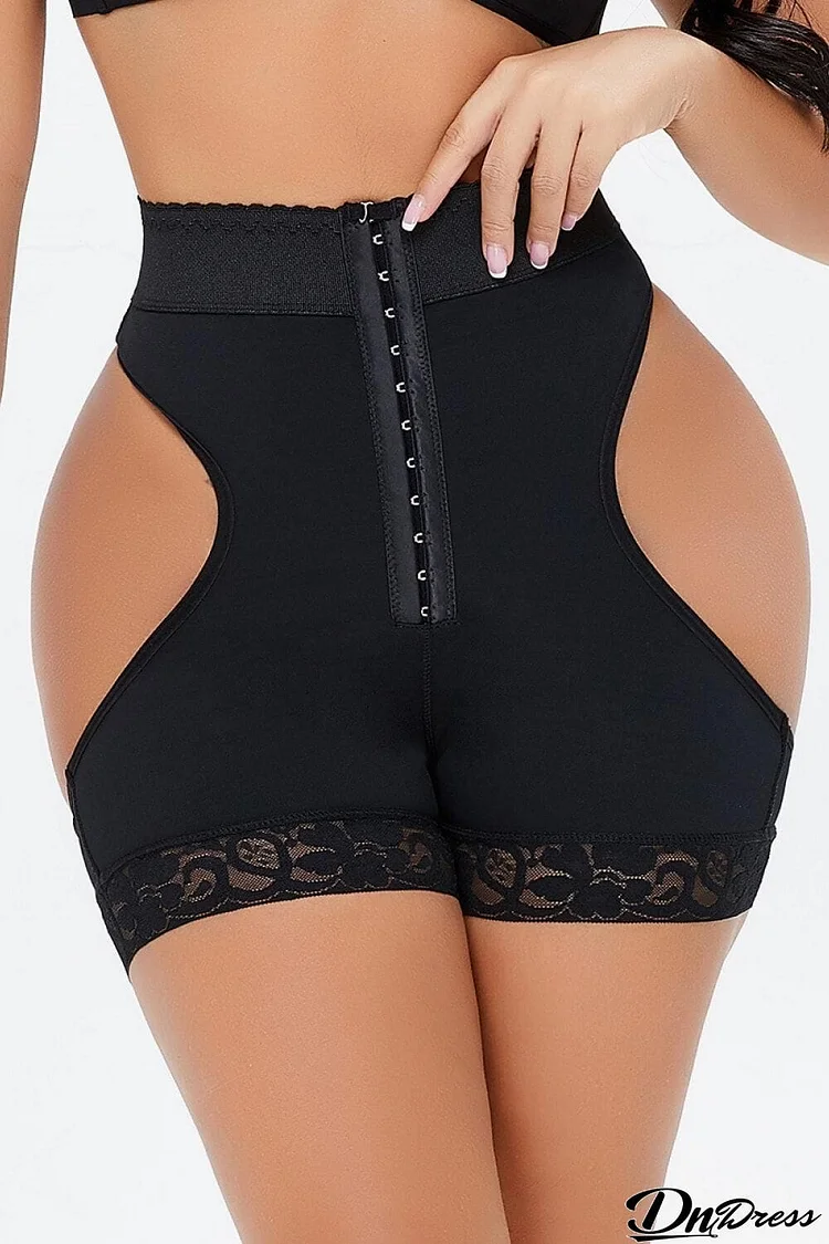 Full Size Cutout Hook-and-Eye Shaping Shorts