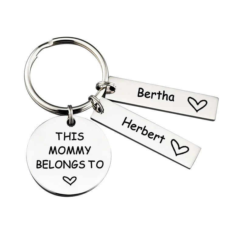2 Names - Personalized Name Keychain Stainless Steel Keychain Special Gift for Mommy/Mummy/Dad