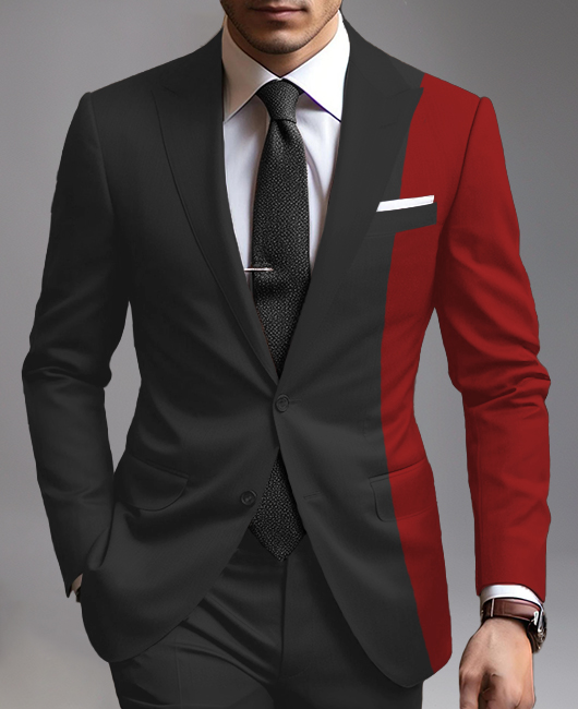 Business Peaked Lapel Two Button Flap Pocket Contrast Color Blazer