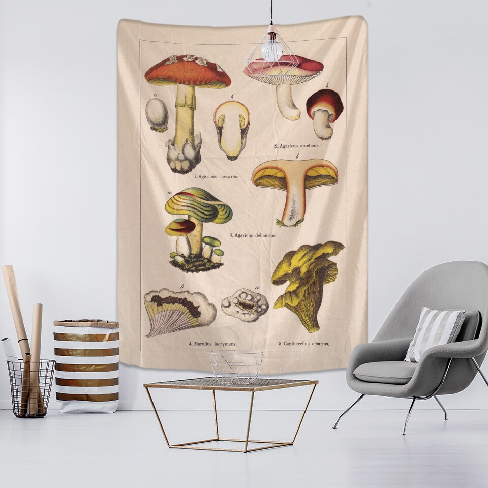 Mushroom Identification Chart Tapestry Wall Hanging Mycology ...