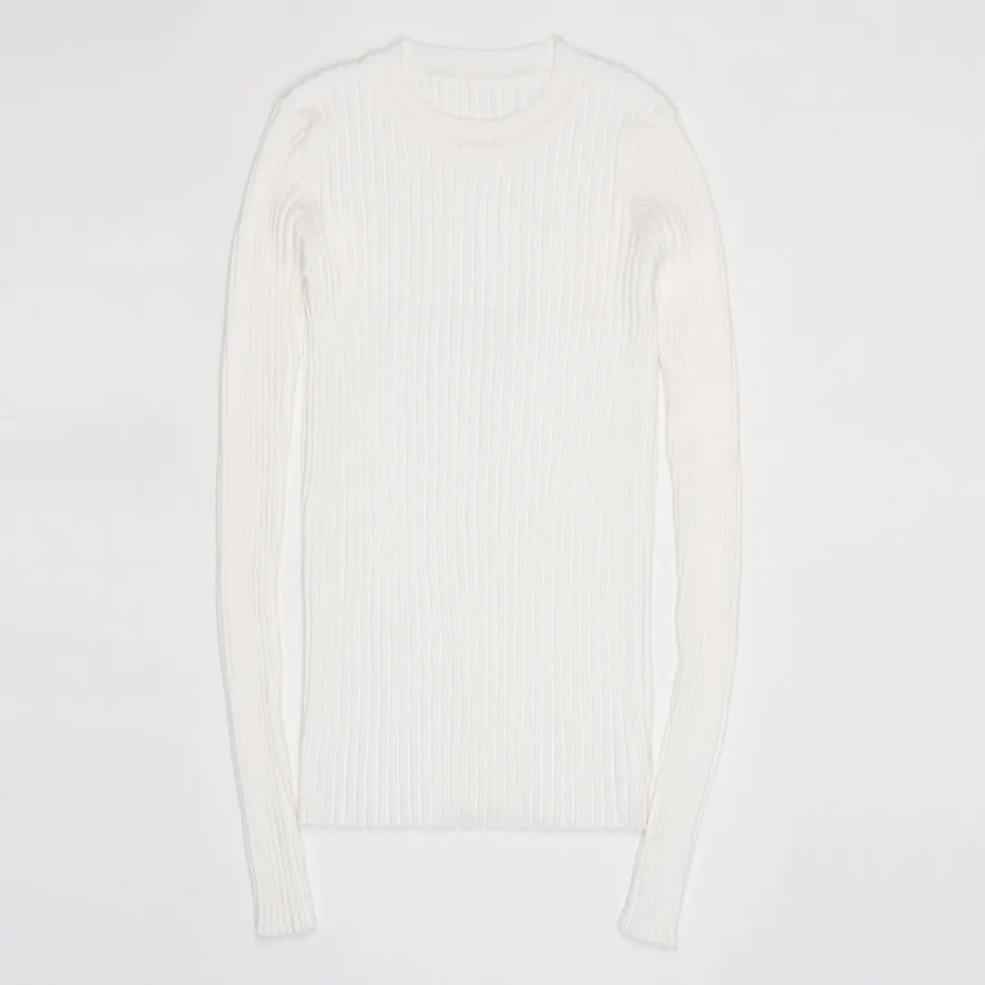 Women Sweater Pullover Basic Ribbed Sweaters Cotton Tops Knitted Solid Crew Neck With Thumb Hole