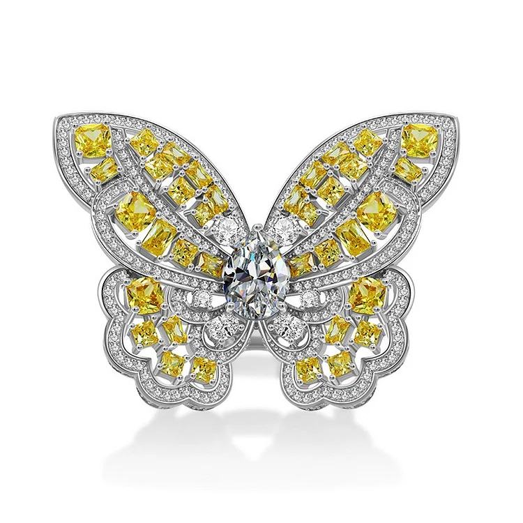 Premium Luxury Butterfly Shape 925 Silver Creative Personality Ring