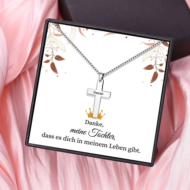 Kettenmachen Personalisierte 1 Name Kommunion Kreuz Halskette-Danke, meine Tochter, dass es dich in meinem Leben gibt-Geschenk mit Nachrichtenkarte