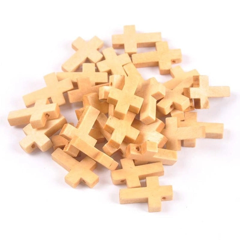 5 Pieces Wooden Perforated Cross Beaded Bracelet Necklace Accessories 50/Pack For Designed